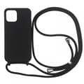 Justerbar Lanyard Silikon Telefonetui Sort til iPhone 15 Plus