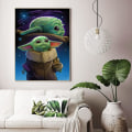 Miniatyrbillede 2 af 5: Baby Yoda 5D Diamantmaleri Kit til jul, DIY Rhinestone F