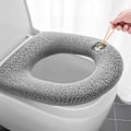 Miniatyrbillede 2 af 5: (Grå) Vinter Universal Toiletsæde Betræk Fortykke Pude O-formet Blød Pude Vaskbar Badeværelse Tilbehør