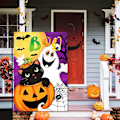 Pikkukuva 5 / 5: 1 kpl Halloween Boo Puutarhalippu Pysty Kaksoispuolinen Haamu Koti Koriste, Kurpitsa Kurpitsa Värikäs Söpö Loma