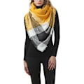 Miniatyrbillede 4 af 5: Gul Grå Sjal Plaid Tæppe Tyk Vinter Sjal Tartan Chunky Wrap Oversized Shawl Kappe Sjal