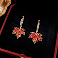 Miniatyrbillede 4 af 5: Efterårsøreringe Rhinestone Orange Øreringe Krystal Drop Efterårsøreringe Perfekt Smykke Maple Leaf Øreringe til KvinderTak