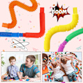 Miniatyrbilde 5 av 5: 6 stk Pop Tubes Mini Sensoriske Leker, Flerfarget Strekkbar Rør Se