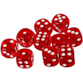 Pikkukuva 2 / 5: 10 kpl Polyhedral D6 Noppaa 16mm Akryyli Noppa Peli Noppaa RPG MTG DND Noppa Pöytäpelit (Läpinäkyvä Punainen)