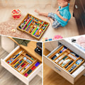 Miniatyrbilde 2 av 6: (Original farge) Bambus utvidbar skuffesorterer for bestikkholder, justerbar bestikkskuff, Woo