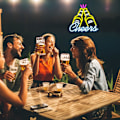 Miniatyrbild 4 av 5: Öl Cheers Neon Skylt Bar Gul och Blå LED Ljusskylt för Vägg