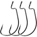 Pikkukuva 1 / 5: 100 kpl Offset Worm -kalastuskoukkuja, musta, jigikoukkuja, koko 5/0