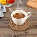 Miniatyrbillede 3 af 5: 6 stk. Underkopper til Drikkevarer, Superabsorberende Underkopper, Stilfulde Håndlavede Runde Vævede Underkopper til Kaffebord Bordplade