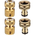 Miniatyrbilde 1 av 5: 1/2'' Messing Hurtigkobling for Slange & 2-i-1 Messing Kran Kobling Hage - 4-pakning