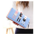 Miniatyrbild 1 av 6: Mini Falskt Läder Bifold Söt 3 Katter Blixtlås Clutch Väska Underbar Lång Söt Katt Plånbok Handväska för Blue