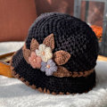 Miniatyrbillede 5 af 5: 1 stk Fransk Tyk Kvinders Blomster Strikket-Ulden-Hætte Mode Beanie-Hætte Dame Hæklet-Spand-Hætte til Vinter