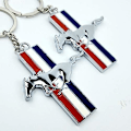 Miniatyrbillede 1 af 5: Mustang Tricolor Logo Nøglering Modificeret Bil Custom Spænde D