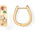 Miniatyrbild 1 av 5: 1 Par Posts Chunky Huggie Örhängen för Kvinnor | Flerfärgade Kubiska Zirkonia Statement Hoop Örhängen