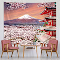 Miniatyrbilde 1 av 5: Japansk veggteppe, asiatisk Fuji-fjell-teppe, veggdekor, ja
