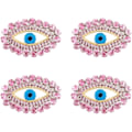 Miniatyrbillede 1 af 5: 4 stk. Øjenperle-Patches til Tøj, Ondt Øje Patch Pink Rhinestone Perle Sy på Appliqué Motiv Appliqué Badge til DIY