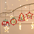 Miniatyrbilde 2 av 5: 4 stk juleornamenter hule trehengende anheng LED-lys