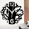 Miniatyrbillede 4 af 4: Væg ur, dekorative ure, sort, MDF træ, moderne stil, analog, stue - Mål