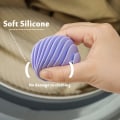Miniatyrbilde 4 av 5: Tørketrommelballer (grønn, lilla, gul), gjenbrukbare vaskeromkuler for vaskemaskin 3PCS
