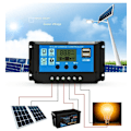 Miniatyrbillede 4 af 6: Solcelleladningsregulator, 12V/ 24V Solpanelladningsregulator med 5V Dobbelt USB Port Display Justerbar 30A