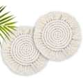Miniatyrbilde 1 av 5: Boho-underlag, sett med 2, søte drikkeunderlag, absorberende for skrivebord, håndlaget macrame-underlag for kopper og krus -