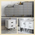 Miniatyrbillede 5 af 5: 4 stk. sorte og gyldne metalmøbelben, 20 cm udskiftningsben til tv-stativ, underskab og garderobe