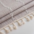 Miniatyrbillede 2 af 5: Nappe Carrée Nappe Coton et Lin Tissu avec Tassel Nappe de Tabl