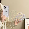 Miniatyrbilde 3 av 5: 14,6×7,1×1cm Etui til iPhone 15, Klar Søt Båndsløyfe Mønster Estetisk Transparent Telefonveske Hevet Kamera Beskyttelse