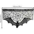 Pikkukuva 2 / 5: 2 kpl 100 X 60 CM musta pitsi Halloween ikkunan verhot, hämähäkinverkko