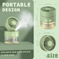 Miniatyrbillede 2 af 5: x Mini Foldbar USB Bordventilator (Grøn) - Kølig Luftfugtning - Multifunktionel - Natlys