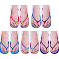 Miniatyrbillede 1 af 6: (Frisk stil) 5 par 3D mønster sokker kvinder print sokker manicure print flip flop sokker casual person