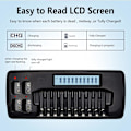 Miniatyrbilde 3 av 5: LCD-batterilader - 14-sporet universell smartlader for AA/AAA Ni-MH-batterier med utladningsfunksjon