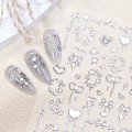 Miniatyrbilde 1 av 4: Sløyfe Negleklistremerke for Neglekunst Selvklebende Sølv Hjerte Stjerne Sløyfe Negleklistremerker Design Hjerte Kjærlighet Sløyfer Daglig DIY Negledekorer Klistremerker Dekaler