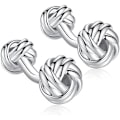 Miniatyrbillede 3 af 5: Twist Knot Manschetknapper i Stål til Skjorte Bryllup Forretningsgave