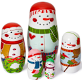 Miniatyrbild 1 av 5: 5 st julryska babuschka dockor, söta handgjorda trä snögubbar matryoshka babuschka dockor staplingsleksaker för barn jul