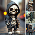 Miniatyrbillede 5 af 5: Seje skeletfigurer, nye harpikshåndværk søde statue skelet mindesmærke, samleobjekt skull doll A