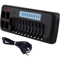 Miniatyrbillede 1 af 5: LCD-batterioplader - 14-slot universel smart oplader til AA/AAA Ni-MH-batterier med afladningsfunktion