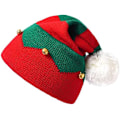 Miniatyrbilde 1 av 5: Jule-Strikket Beanies Hatt - Elf Strikket Hatt Julenissen Strikket Beanie Hatt med Pompom for Voksne Tenåringer