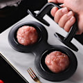 Miniatyrbild 5 av 5: Hamburgarpress, Hamburgarpress, Hamburgarpressform, Hamburgarpressform, Non-Stick Form, Dubbelhål för Fyllt Kött, Köksredskap, Köksutensil
