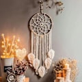 Miniatyrbillede 1 af 4: Fine Dream Macrame Drømmefangere til Soveværelse Voksen Drømmefanger Vægdekoration Stor Boho Væghængning med 5 Vævede Fjer Dusker Boligindretning Orna