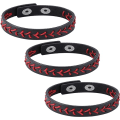 Miniatyrbillede 1 af 4: 3 ægte læder baseball armbånd af atleter bangle manchet wris