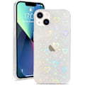 Miniatyrbilde 1 av 4: Etuier Krystallklart Søtt Holografisk Hjertemønster for Kvinner Jenter Transparent Mote Gli iPhone 13