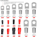 Miniatyrbillede 2 af 5: 120 stk. crimp terminal sæt, kobber bolt hul elektriske terminaler, batteriterminaler kabel terminaler ring S