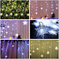 Miniatyrbilde 5 av 5: Julevindu-lyssnor 5m 216 LED snøfnugg-lyssnor juledekorasjoner for innendørs