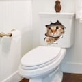 Miniatyrbillede 4 af 5: 3D Vægklistermærker - Kat og Hunde Mønster - Badeværelse Soveværelse - Premium Kvalitet