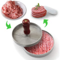 Miniatyrbild 3 av 5: Hamburgarepress och set med bakplåtspapper, hamburgarepress, grillpress, form för hamburgare