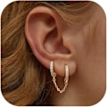 Miniatyrbilde 1 av 4: (Gull) Dameøredobber dobbel bøyle Legering øredobber Egnet for flere helix piercinger Helix pierc