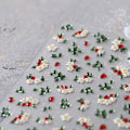 Miniatyrbild 4 av 5: 1 ark Vita Blommor Nagelstickers för Nagelkonst Vårblommor Nagelkonst Stickers 5d Präglade Blommiga Nageldekaler Självhäftande Gröna Blad Nageldesigner