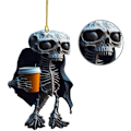 Pikkukuva 2 / 5: Akryyliset riipukset Koristeet Piirretty Kallo Muotoinen Auton Ripustus Halloween-Harrastajille Elegantti Lomavaruste