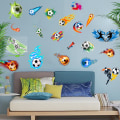 Miniatyrbillede 1 af 5: 4 stk. Farverige Fodbold Vægstickers M