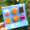 Miniatyrbillede 3 af 4: 3D Sødt Mad Puzzle Mini Kiks Viskelæder, Seje Sjove Adskillelige Skrivebordskæledyrs Viskelædere til Piger 12 Stykker
